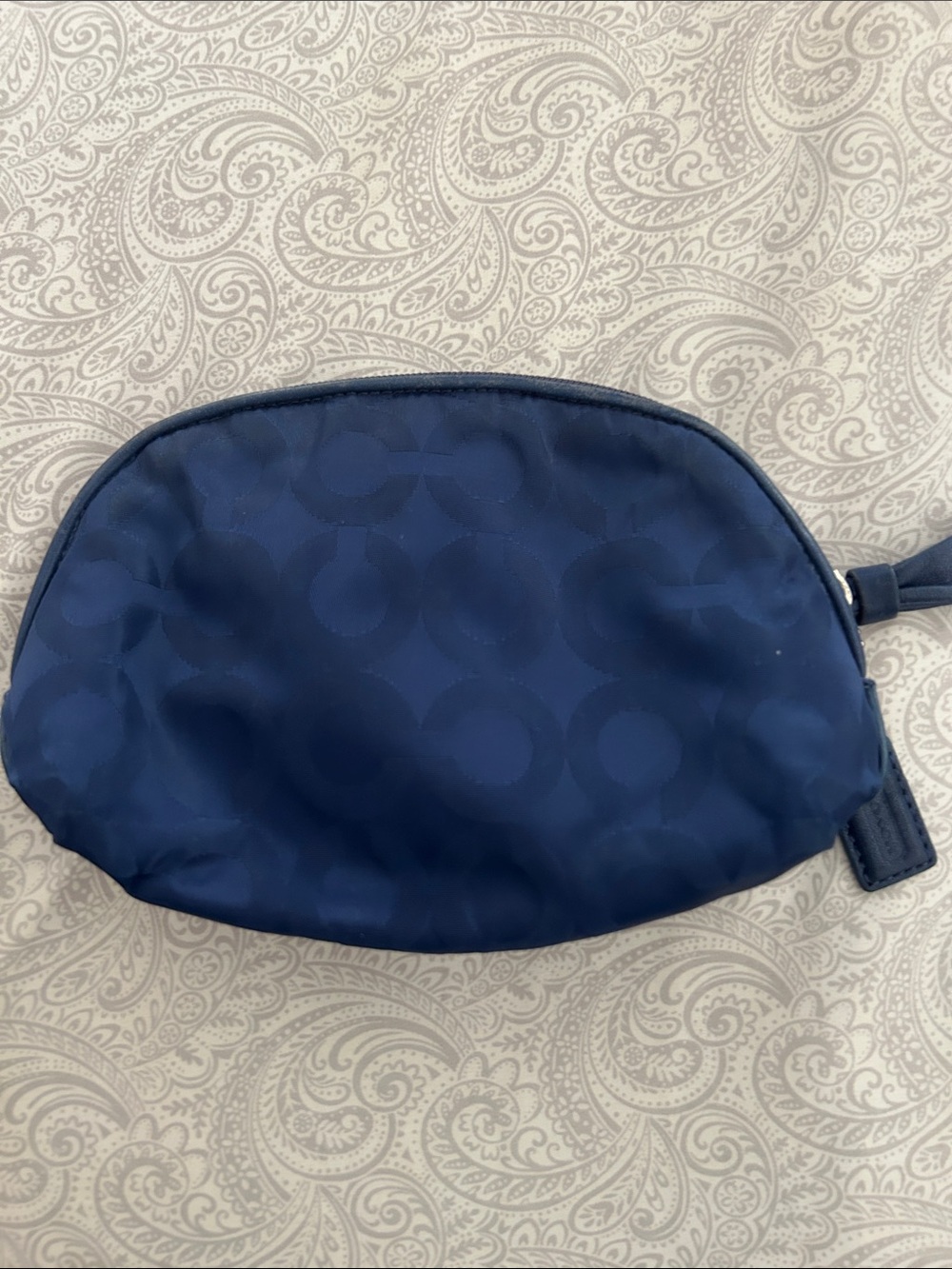 Coach Navy Blue Signature Nylon Cosmetic Pouch - Picture 3 of 4